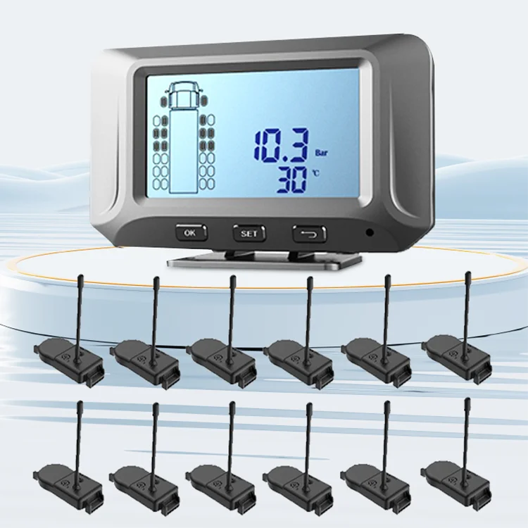 Car Tpms Tire Pressure Monitoring System Hd Digital Lcd Display Auto Alarms Wireless External Sensors Tpms