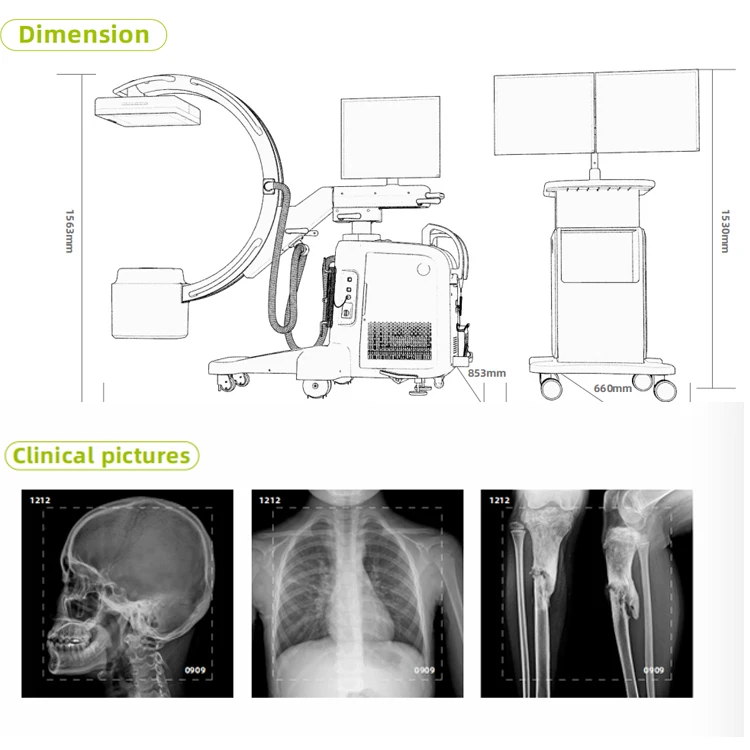 Mobile C-arm X-ray machine with flat panel detector, C arm  x ray machine medical x-ray equipments