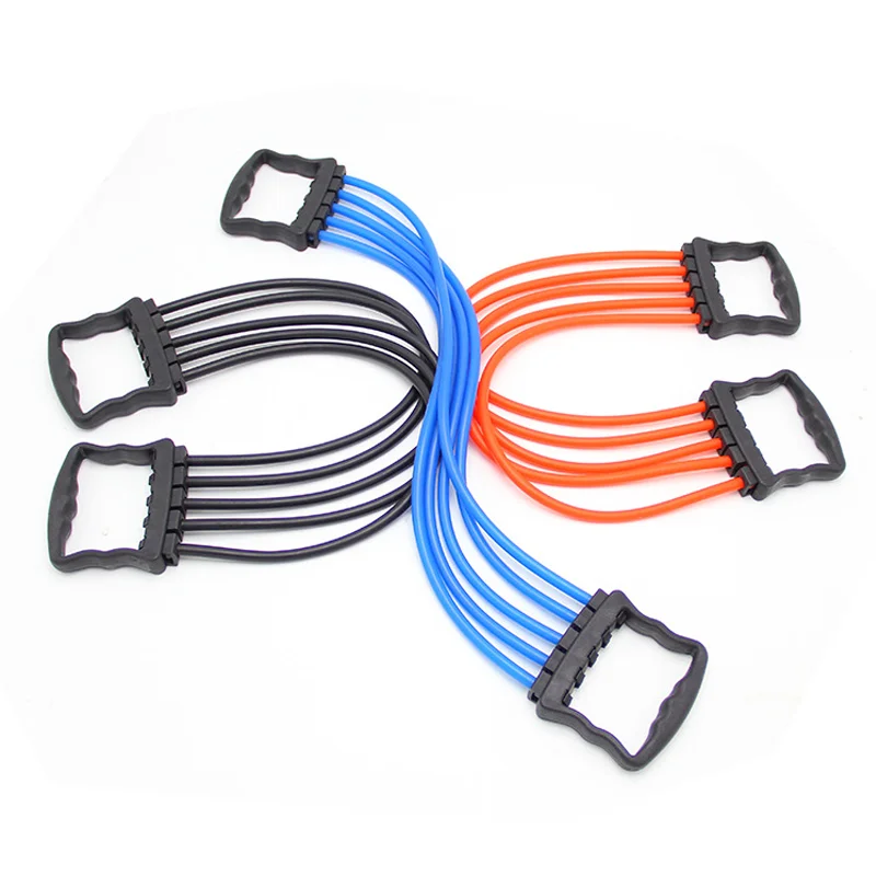 Gym Workout Band Adjustable Chest Expander 19~90lbs Fitness Training Band With with 5 Tubes Removable