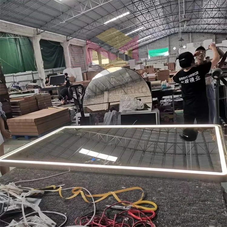 Modern Designer Hotel Home Smart Wall Mounted Large Anti Fog Touch Screen Bathroom Mirror With Light