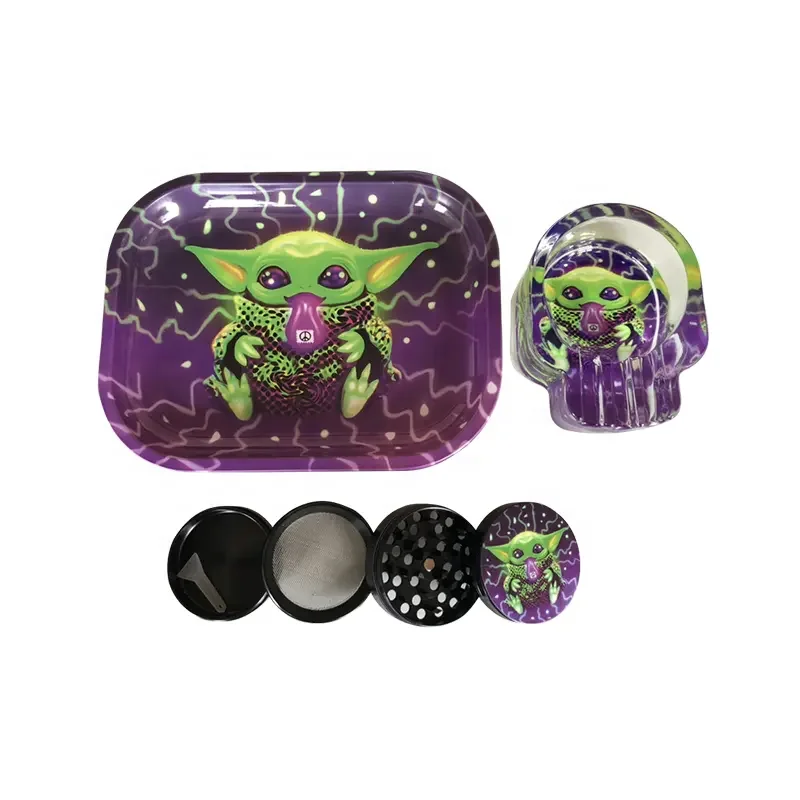 Wholesale Smoking Kit Set 4 in 1 Smoking Rolling Tray Ashtray Grinder Smoke Set