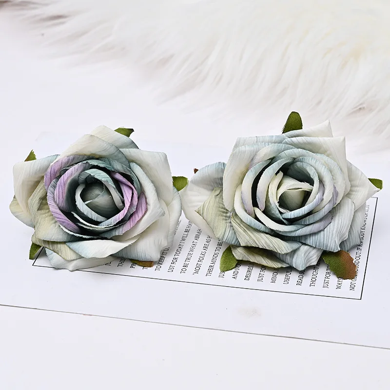 Artificial  Silk Roses Flower Head for Wedding Flowers Accessories Make Bridal Hair Clips Headbands Dress