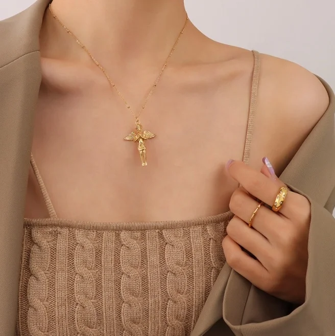 AZL Angel little Boy necklace stainless steel plated 18K gold trendsetter jewelry