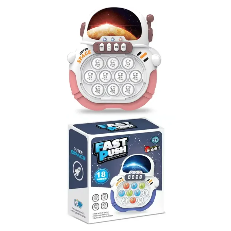 ET Quick Push Pop Game 6 Modes Fast Push Bubble Game Console Pop Fidget Light up Handheld Puzzle Game Machine Gift for Kids