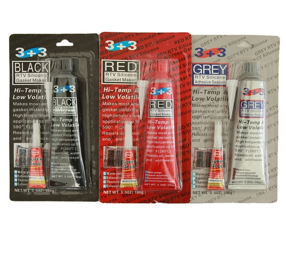 3+3 Car Automotive High Temperature MEGA GRAY Silicon Sealing RTV Silicone Sealant RTV Gasket Maker