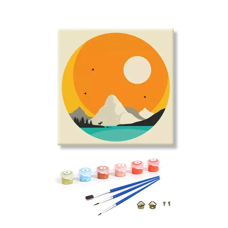 Kids Image DIY Painting By Numbers Cartoon Animals Modern Acrylic Kit Painting For Children 20x20cm