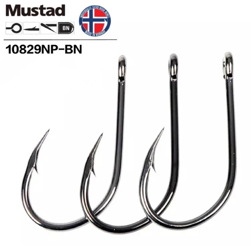 Mustad Sea Fishing Hooks 10829-BN Jig Fishhook Baits Herring Sturgeon Fishing Hooks Ocean