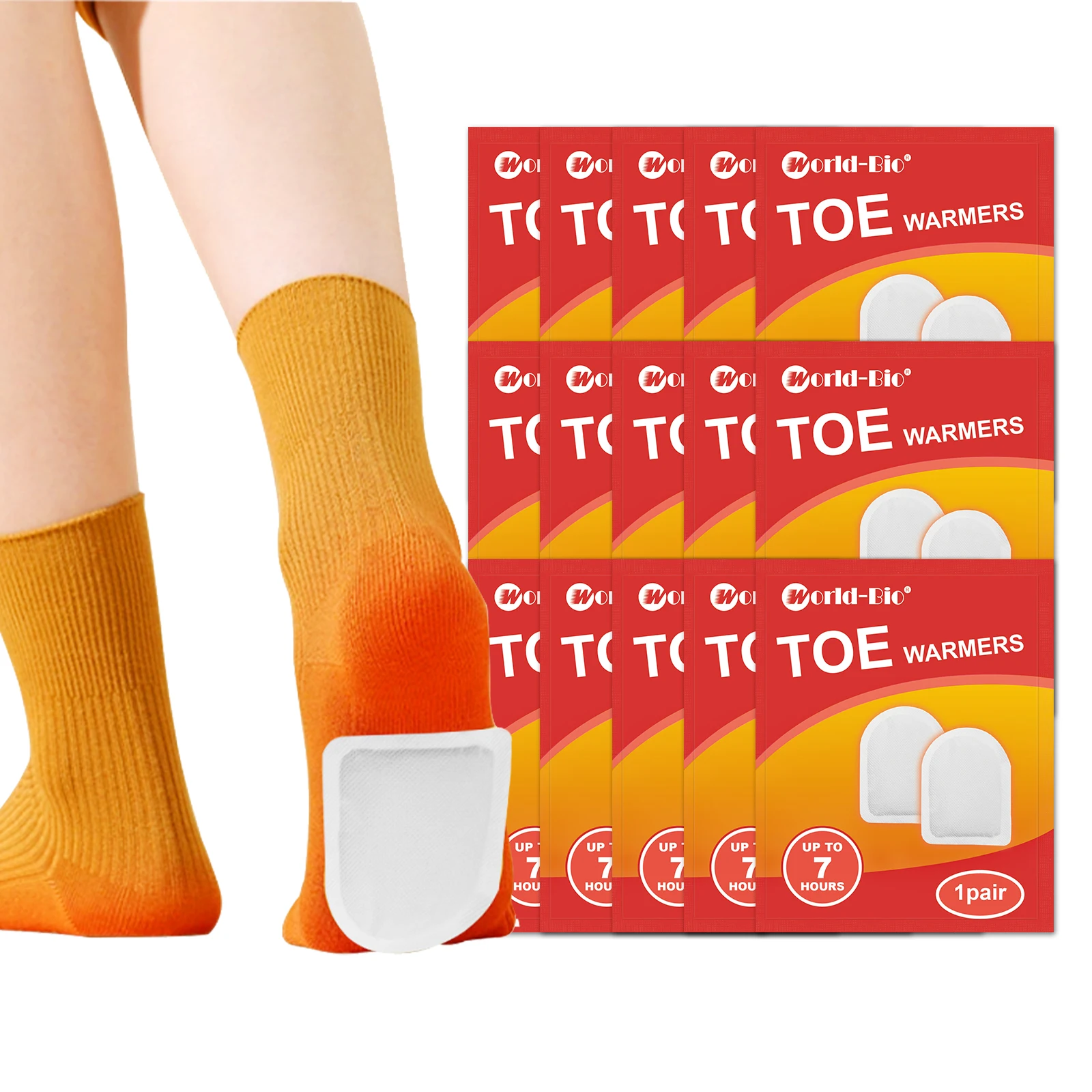 World-bio Air Activated Self Heating Last 8 Hours Keep Warm Disposable Foot Toe Feet Insole Warmer Patch Pack Outdoor Heaters