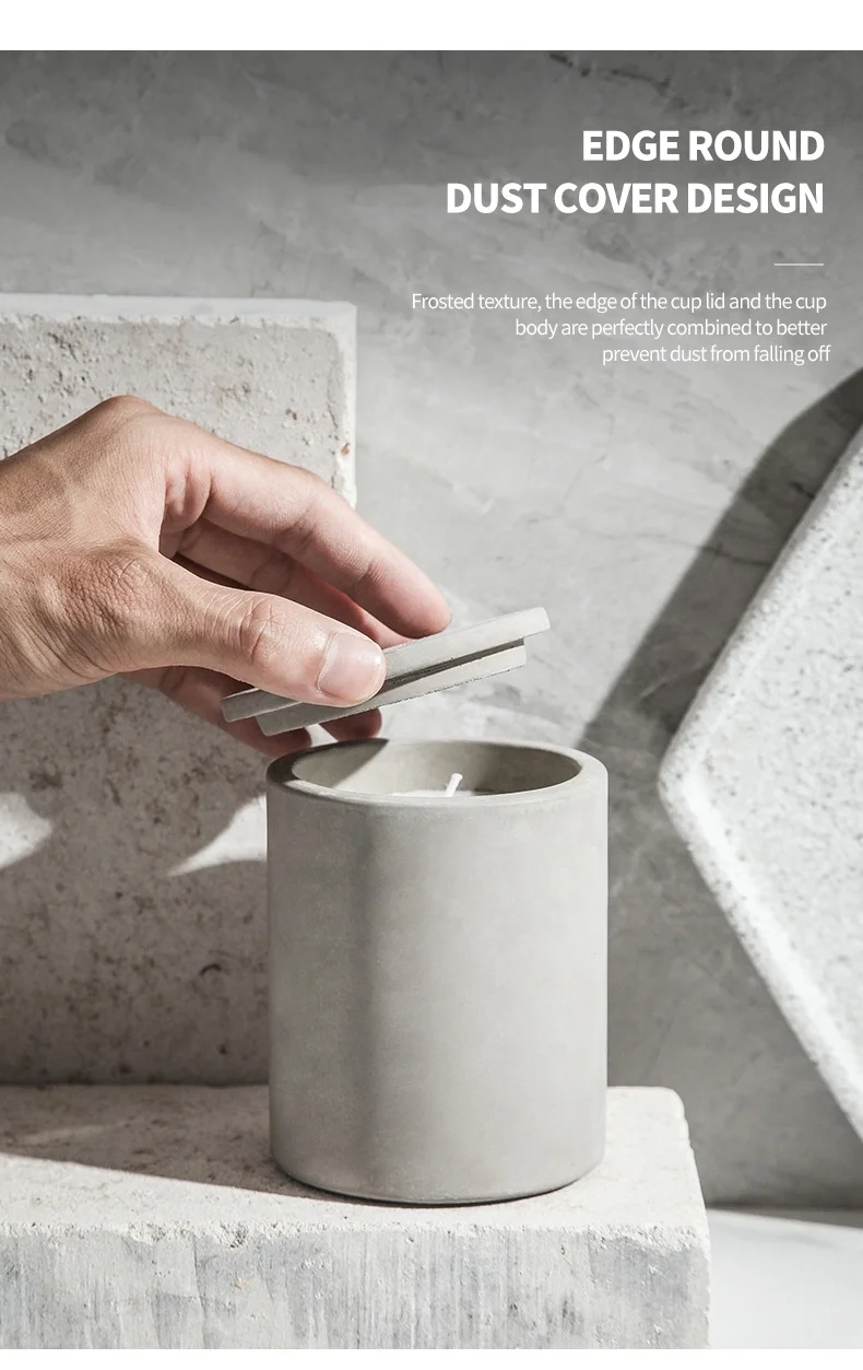 Wholesale matte concrete candle jar custom printed cement candle jars cylinder tin jars for candles vessels