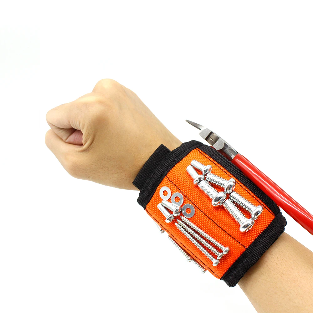 China Tools Wholesale 16 Magnets Two Pockets Magnetic Wristband For Holding Screws Nails Tools