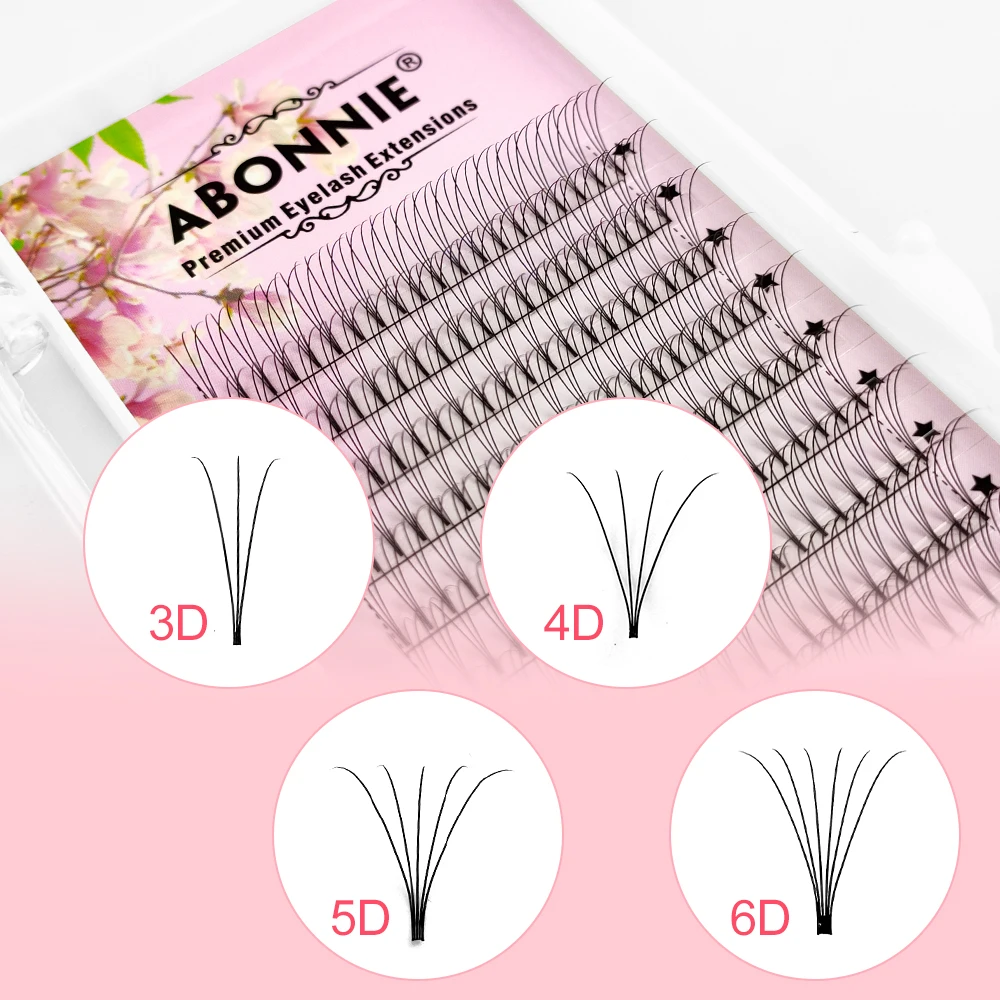 Abonnie Korean Pbt C D Curl 0.05 0.07 0.1 Premade Fans Short Root 3D 4D 5D 6D Pre Made Volume Lashes Extensions Private Label