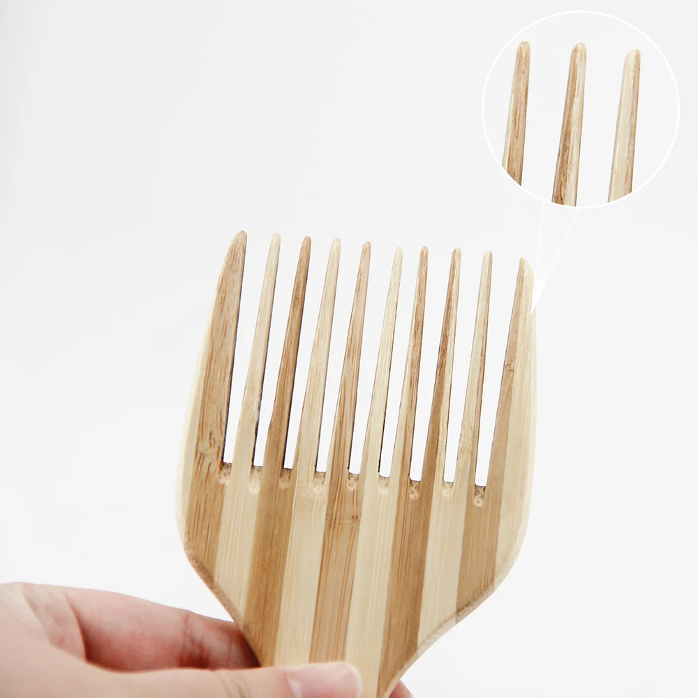 2024 New Design Factory Cheap Price Bamboo Wood Wide-tooth Afro Hair Comb for Hair Detangling Extension Hair Brush