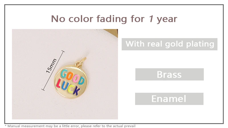 Wholesale Custom China Factory Fashion DIY Lucky Charm Accessories Gold Plated Enamel Good Luck Pendant For Necklace Jewelry