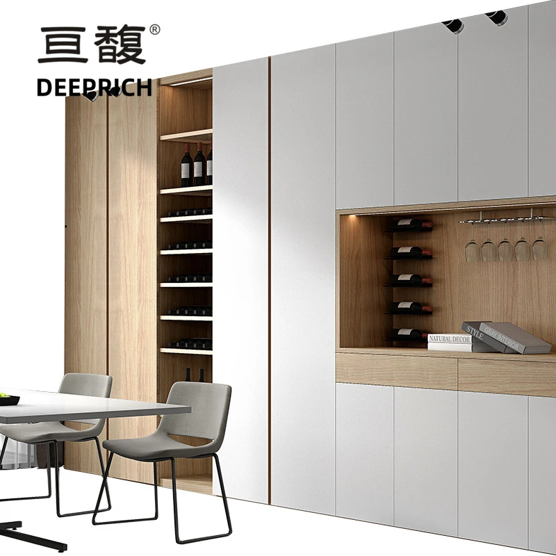 HQ089 DEEPRICH whole house custom display cabinet plate wardrobe bookcase dining side aluminum frame glass door open cabinet