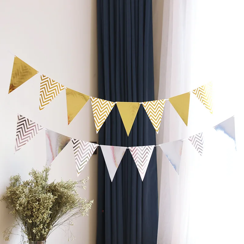 
Shopping mall bar party decoration bronzing pennant banner birthday FLAGS window decoration Christmas decoration 