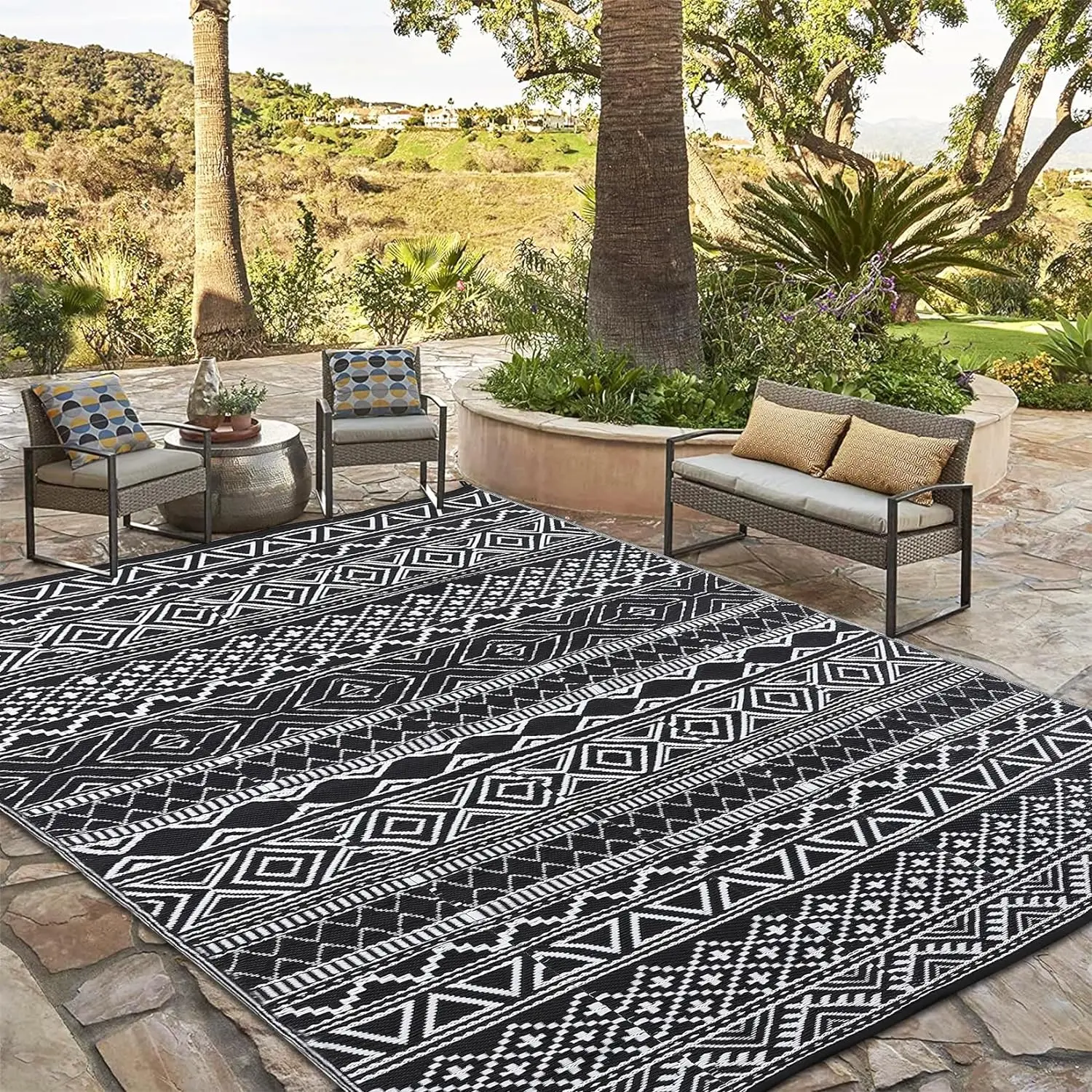 wholesale carpets manufacturing Reversible Mats plastic straw rug Patio rug patio waterproof outdoor reversible rug