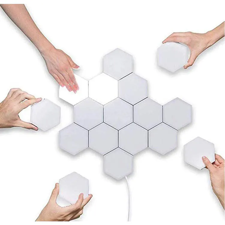 
Smart Detachable Hexagonal Quantum Modular Touch Sensing Night Light Magnetic Geometric Honeycomb White LED Wall Lamp 