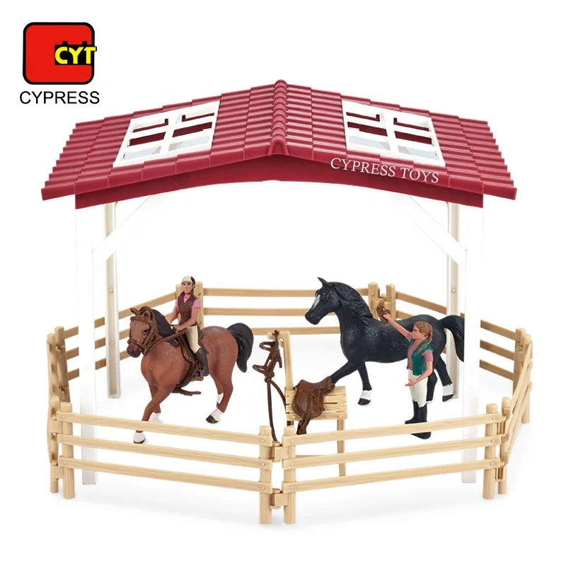 Новый дизайн моющаяся конюшня модель животного игрушечная лошадь набор игрушек лошадей