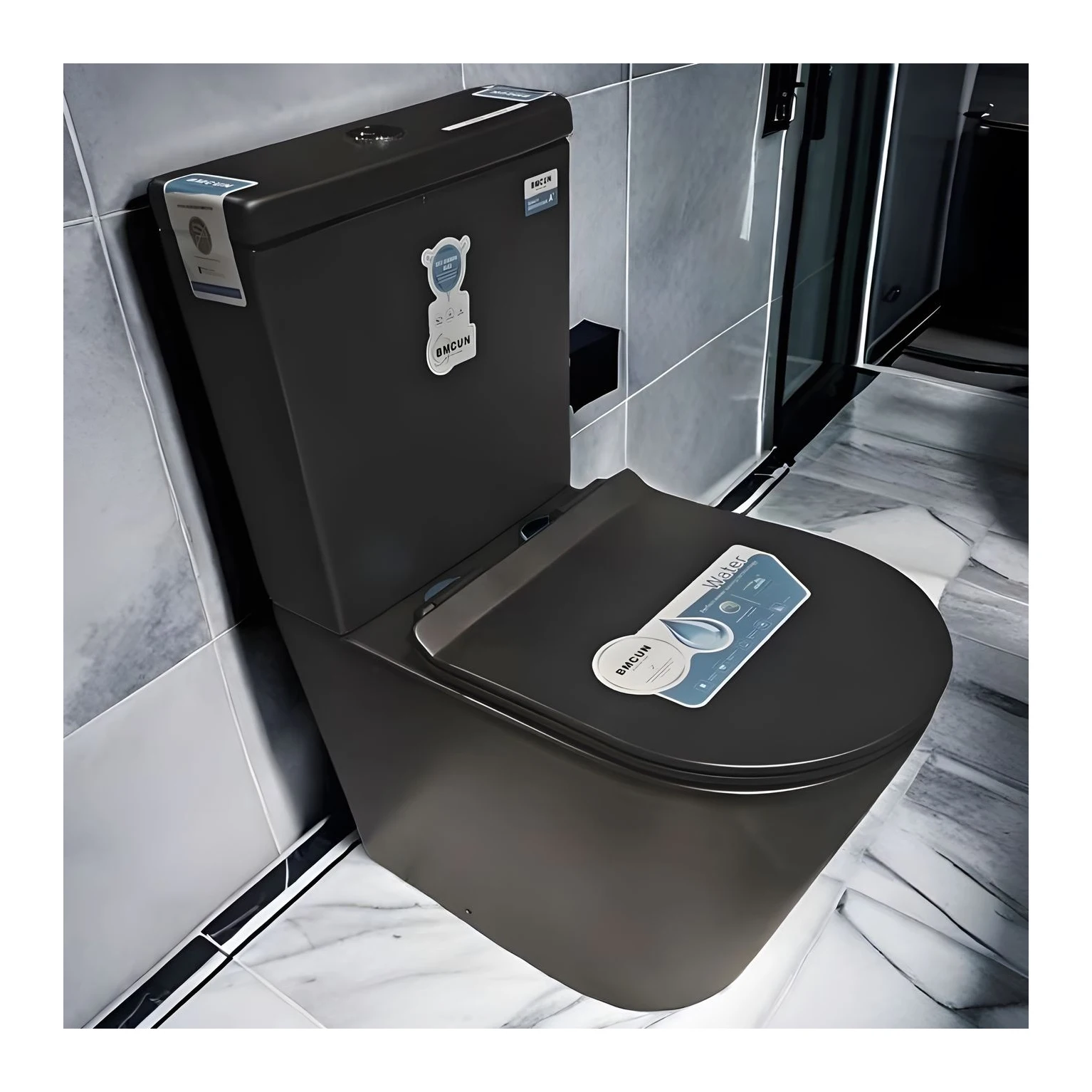 CLASIKAL High quality bathroom two-piece ceramic toilet matte black floor standing flush toilet