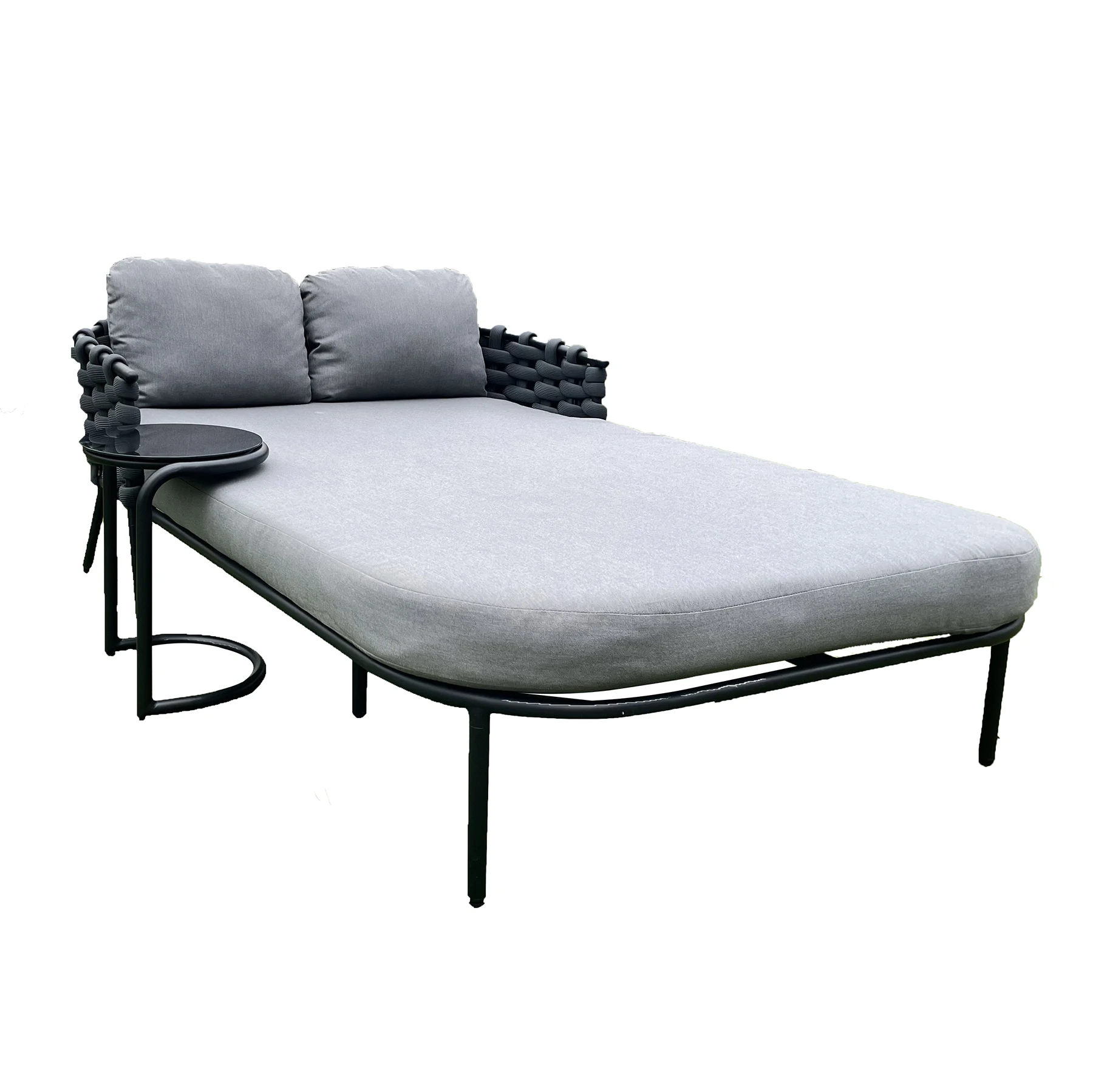 Уличная мебель Walden, круглая кушетка с веревкой для патио, круглая шезлонг в стиле металлической рамы