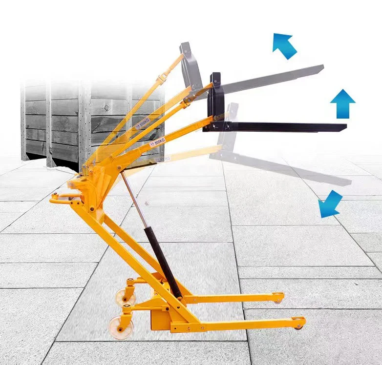 24V Battery lifting portable mini electric fork lift 500kg crane forklift for pallet trucks and container