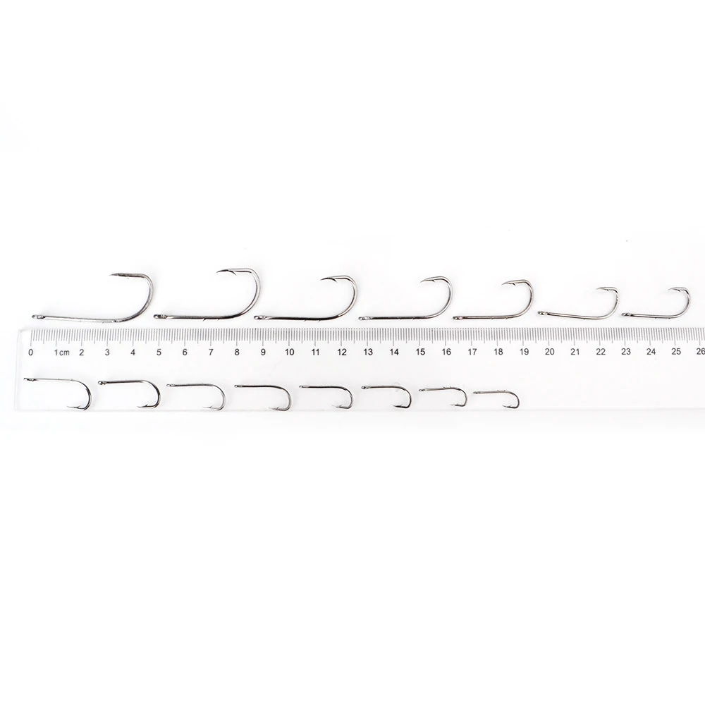 WFK01 Fishing Hook Long Handle Sea Hook With Loop With Barb Hook Catfish 100pcs/bag