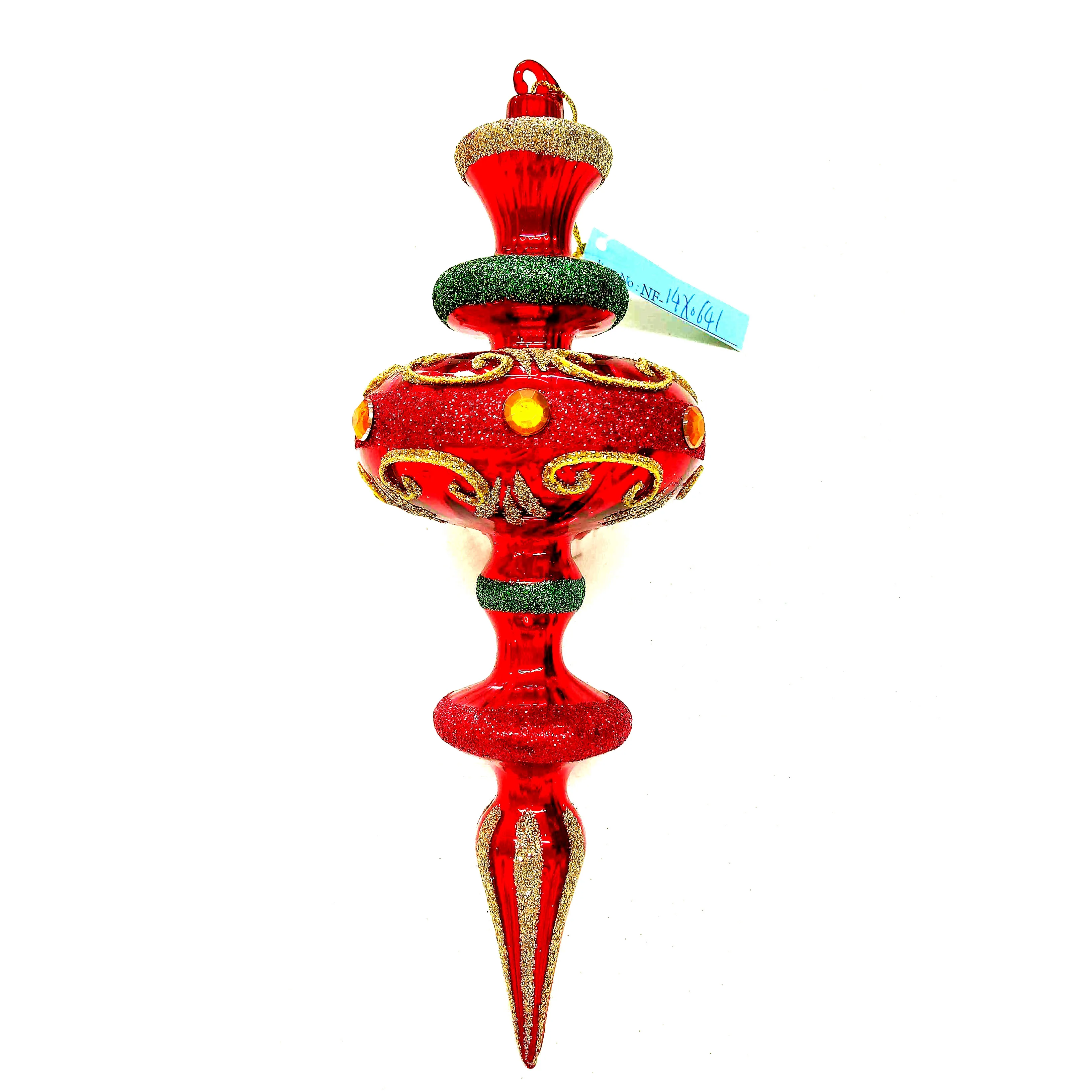 Custom Red Hand Blown Glass Icicle Ornaments Mercury Glass Christmas Ornaments