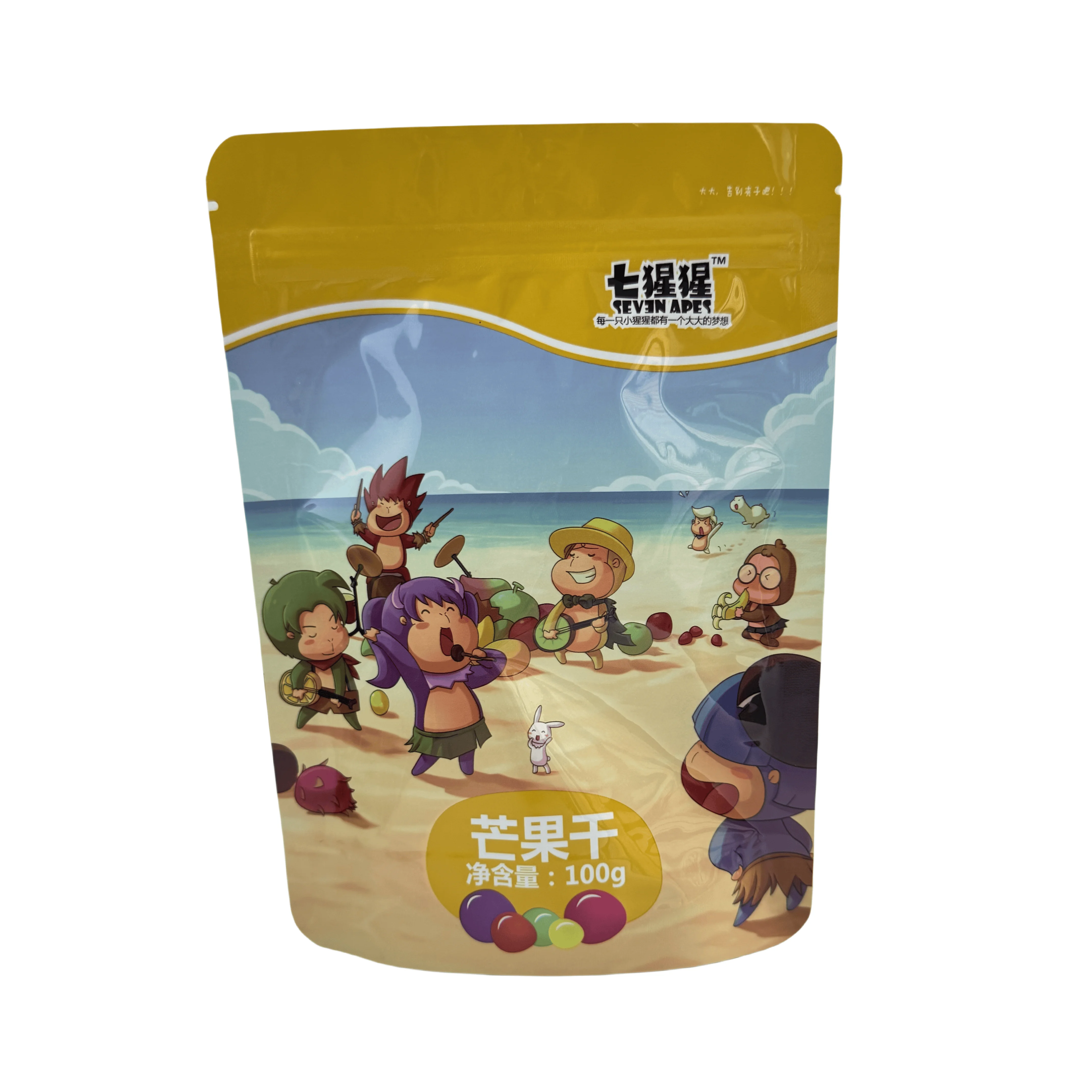 Digital Print Plastic Dried Fruit Package Dry Strawberries Lemon Banana Food Pouch Packing Snack Candy Packaging Bag