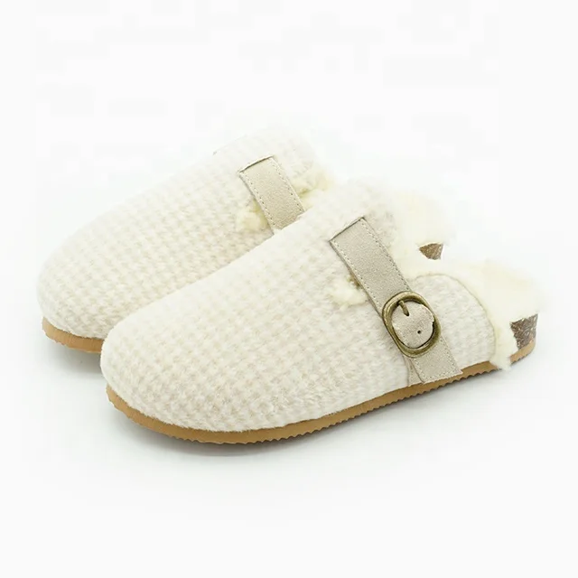 Warmlab light weight casual winter warm fur slippers comfort wool blend Ladies Indoor house slippers