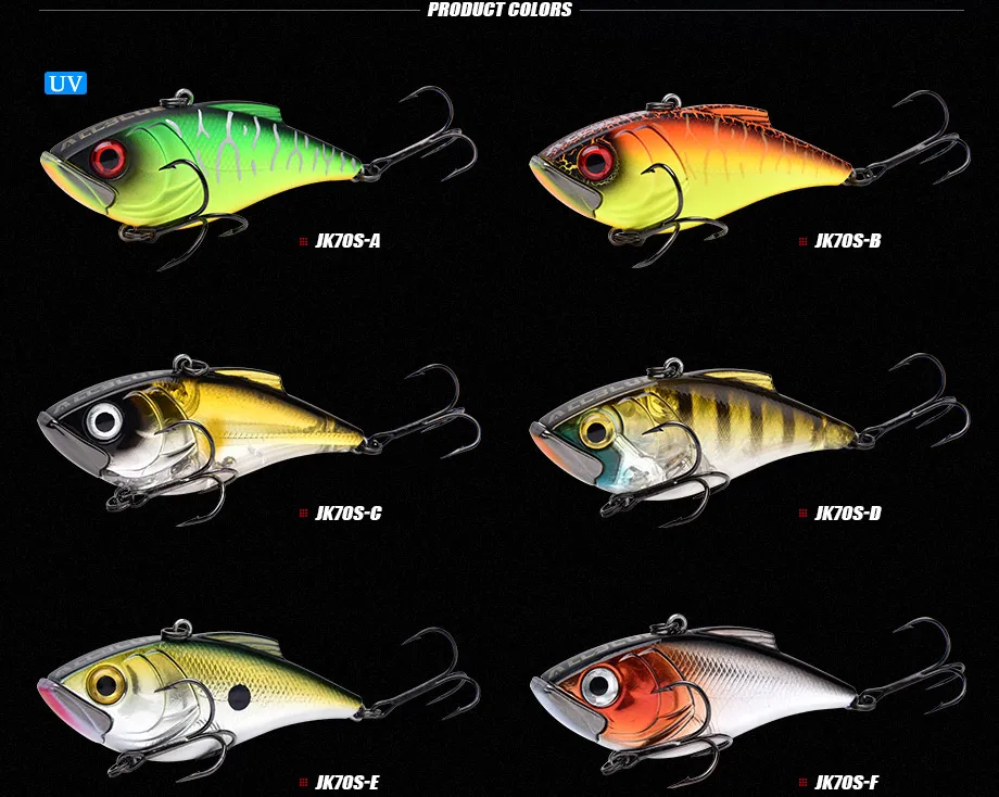 70S Sinking Fishing Lure Lipless Crankbaits Hard Artificial VIB Vibration Bait All Depth Winter Ice Fishing Tackle