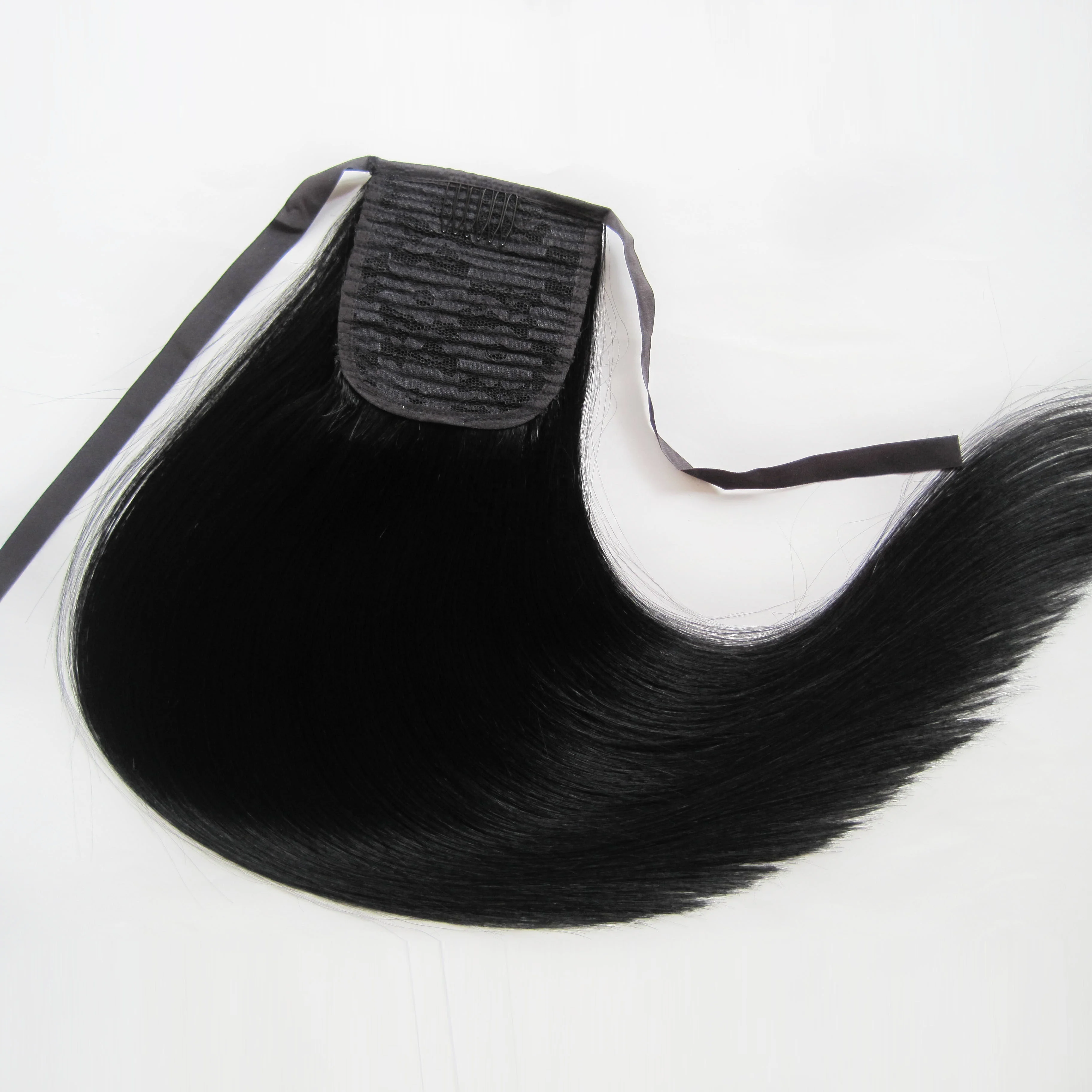  Оптовая продажа лучшее качество натуральные необработанные человеческие волосы для наращивания прямые конского хвоста с Кулиской