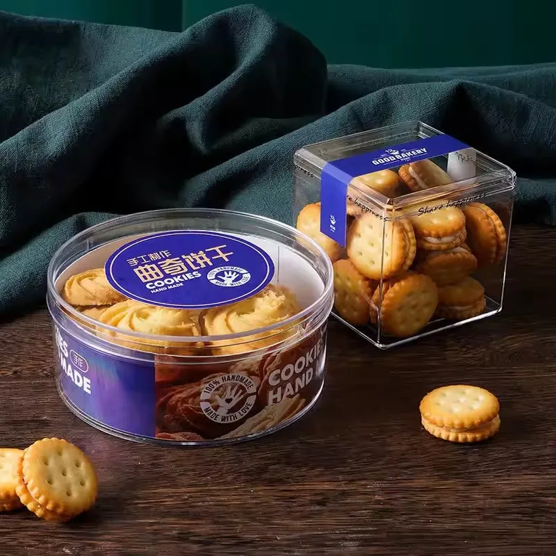 Квадратная прозрачная чашка для мусса пудинга банка печенья Mille-feuille десертная пластиковая упаковочная коробка с крышками и наклейками