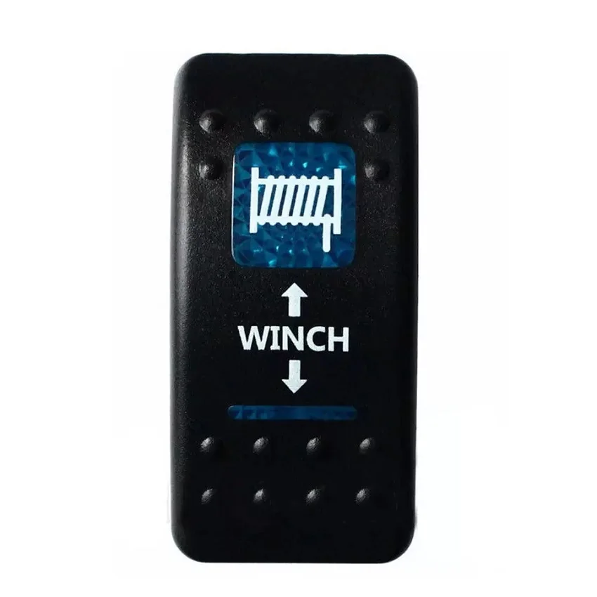 12 volt 20a dc & 24v 10a 7 pin winch in winch out on-off-on rocker switch dual led light blue red for car/bus/marine