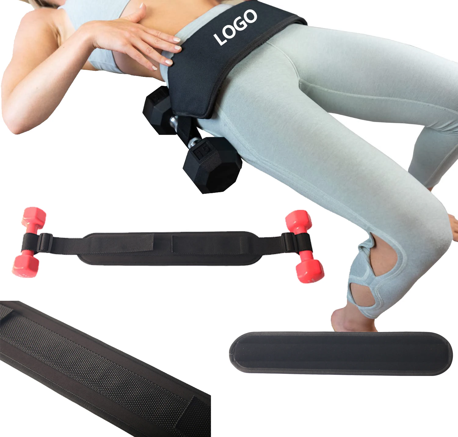 New Product Anti Slip Adjustable Hip Booty Training Squat Bridge Pad Exercise Hip Thrust Belt for Dumbbells Kettlebells