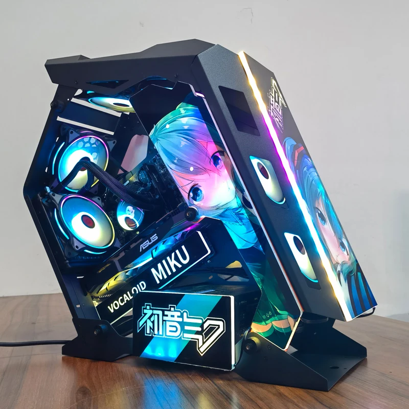 2023 New Prodcut Irregular Frame Computer Gaming Case Rgb Cabinet Micro ATX/MINI ITX PC Case&Towers Tempered Glass