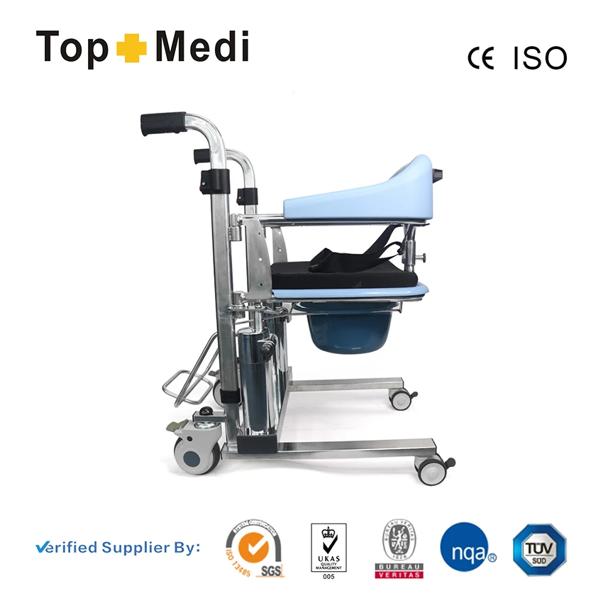 Home Healthcare Shower Toilet Seat Commode Chair Hydraulic Lift Height Adjustable Transfer Wheelchair For Elderly Disable People
