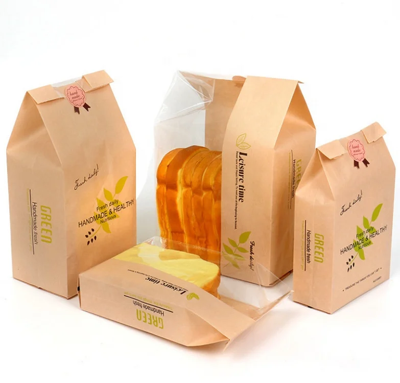 Food Packing Bag Croissant Donuts Pastry Bread Paper Bags Toast Storage Grease Proof Paper Bag for Food Takeaway