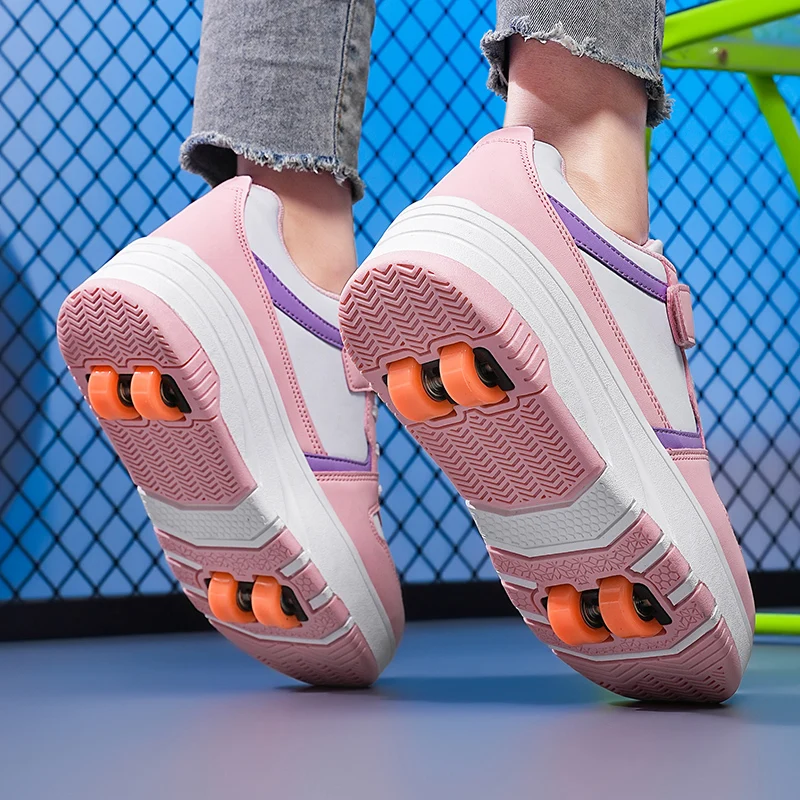 Custom Factory Double-Row Roller Skates Walk-On Kid Running Shoes for Children for Winter and Spring Seasons