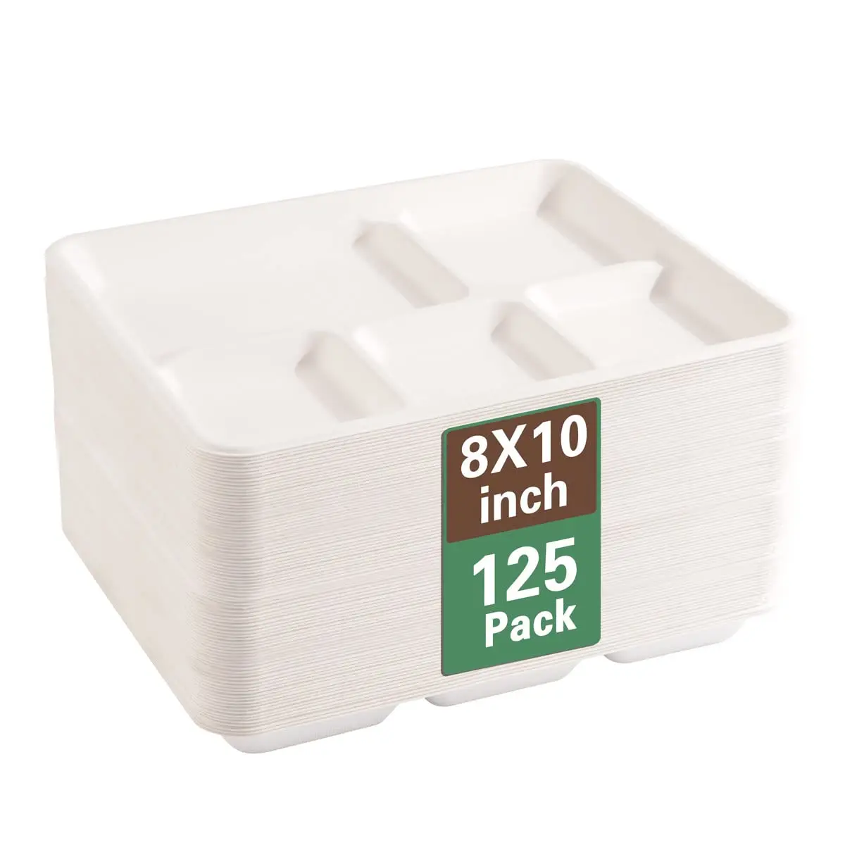 5 Sections Eco Friendly composable biodegradable bagasse  white sugarcane plate for birthday Take Away Food