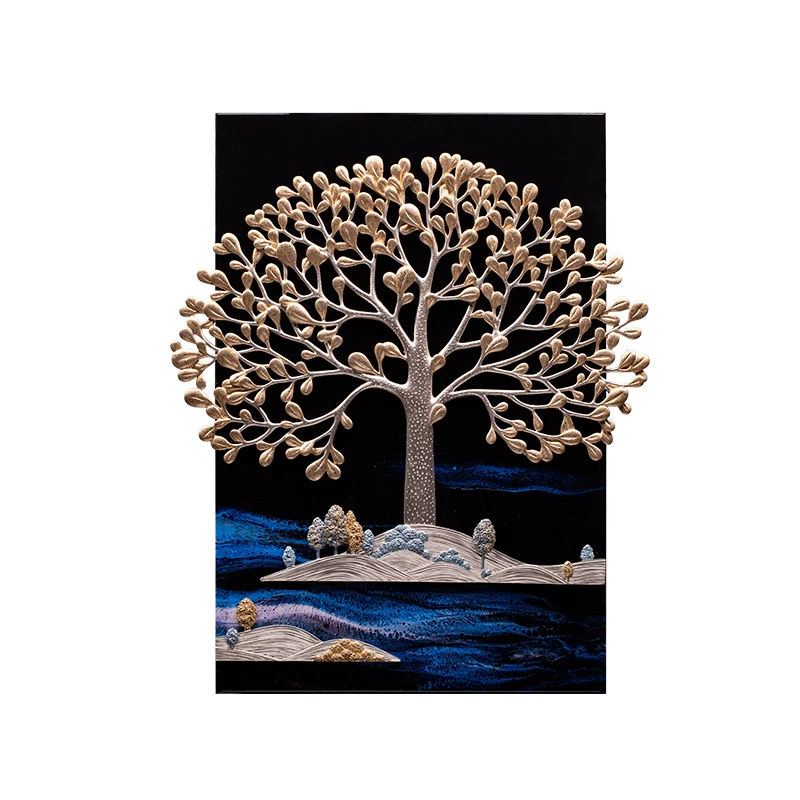 Newest abstract house decoration home wall art create painting metal wall tree of life decor