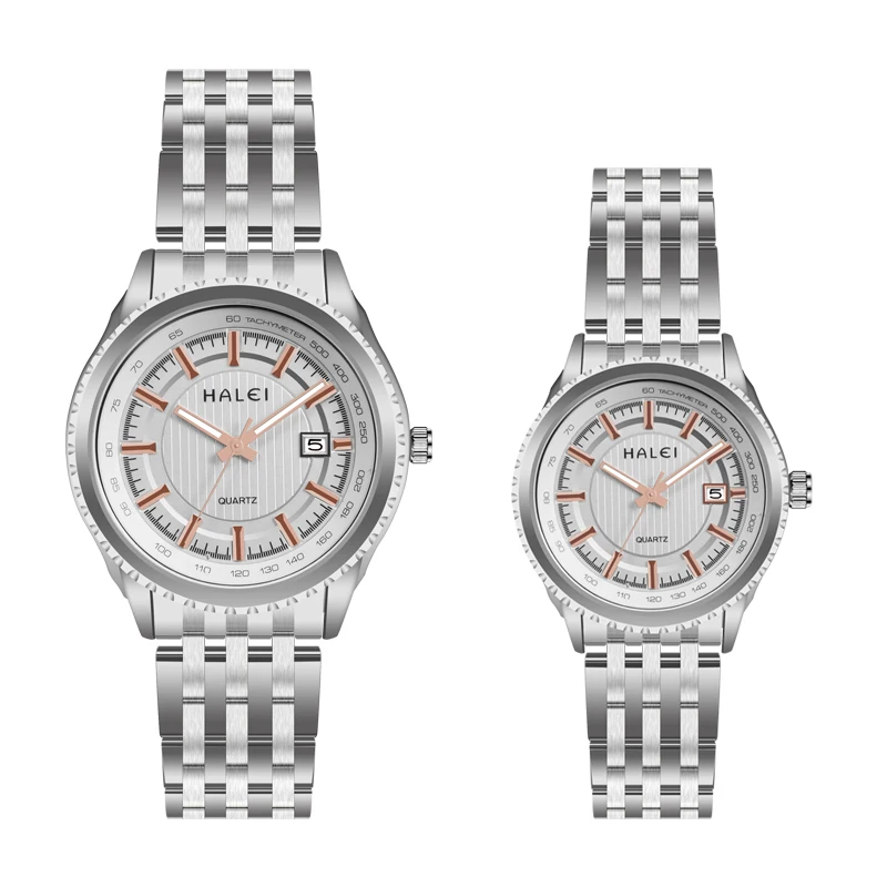 Dropshipping HALEI mens luxury watch brands fashion classic stainless steel water proof 3bar quartz mens watch