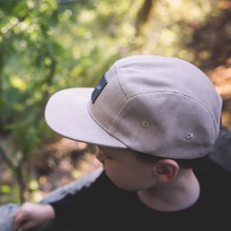 
2020 Custom Cotton Kids Size 5 Panel Camp Cap with Woven Patch 
