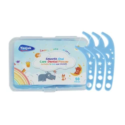 Factory Price kids dental floss pick teeth cleaner fun cartoon colorful refillable children dental flosser
