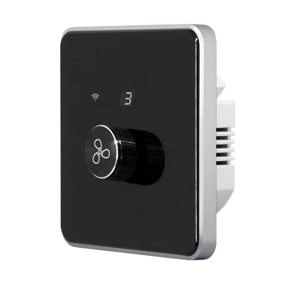 T2-Z67 Smart Life/Tuya App Wireless 5 Speed Controller Crystal Glass Panel Smart Home Knob Rotary ZigBee Ceiling Fan Switch