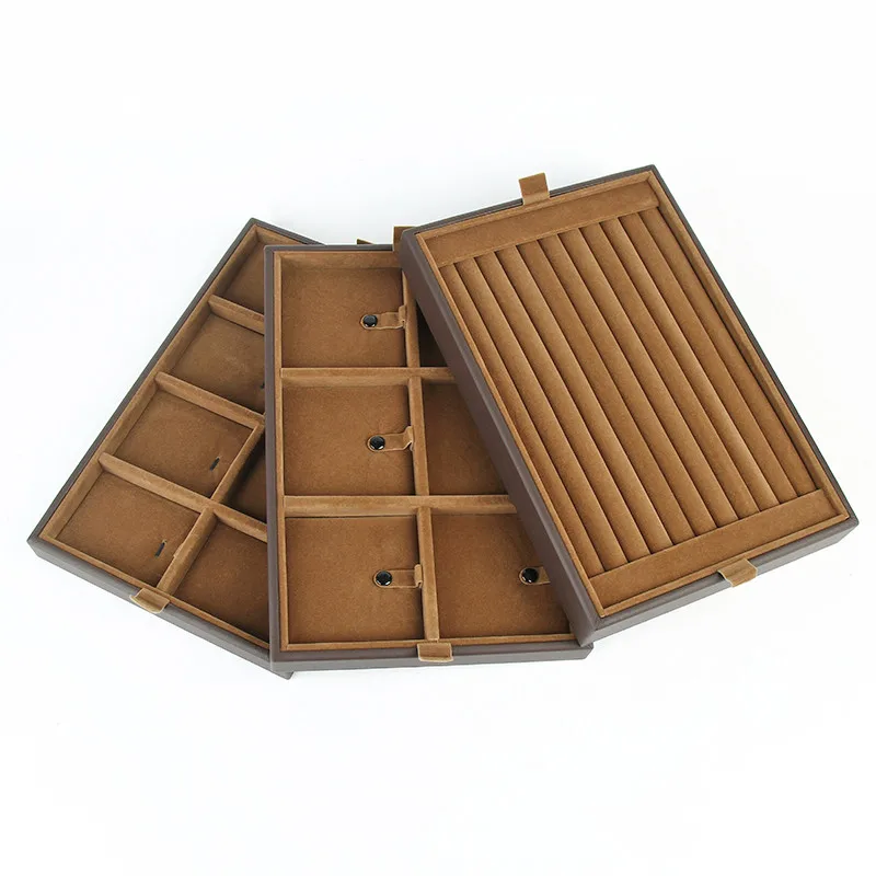 Nordic Wood Large Acrylic Display Stand Portable Leather Case Storage 10 Drawer Boutique Gold Jewelry Organizer Box