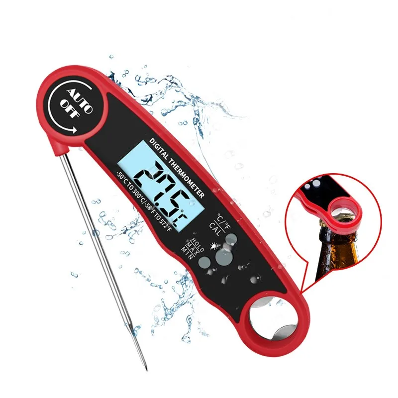 Waterproof Digital Instant Read Meat Food Thermometer with Folding Probe Backlight Calibration Function for Cooking BBQ