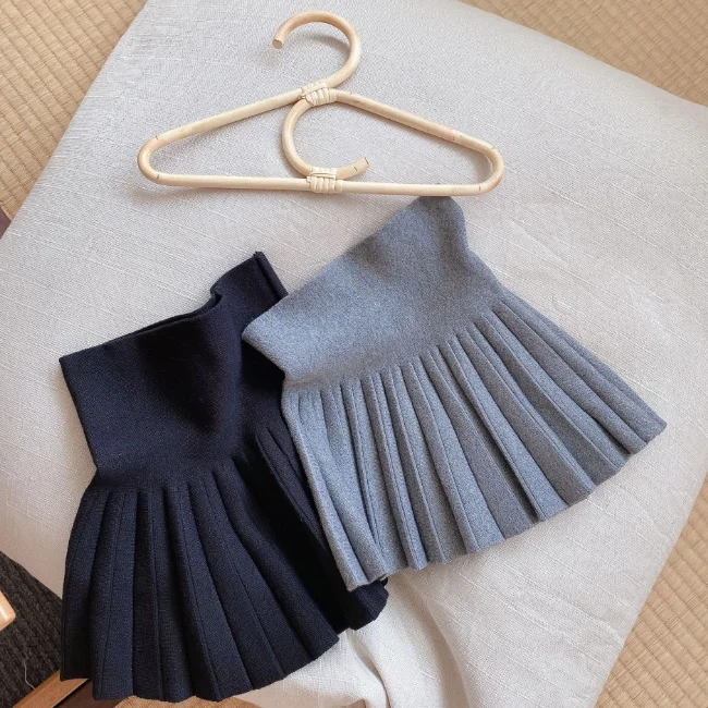 KS3459 New 2021 school girls pleated skirts cute kids knit short skirt