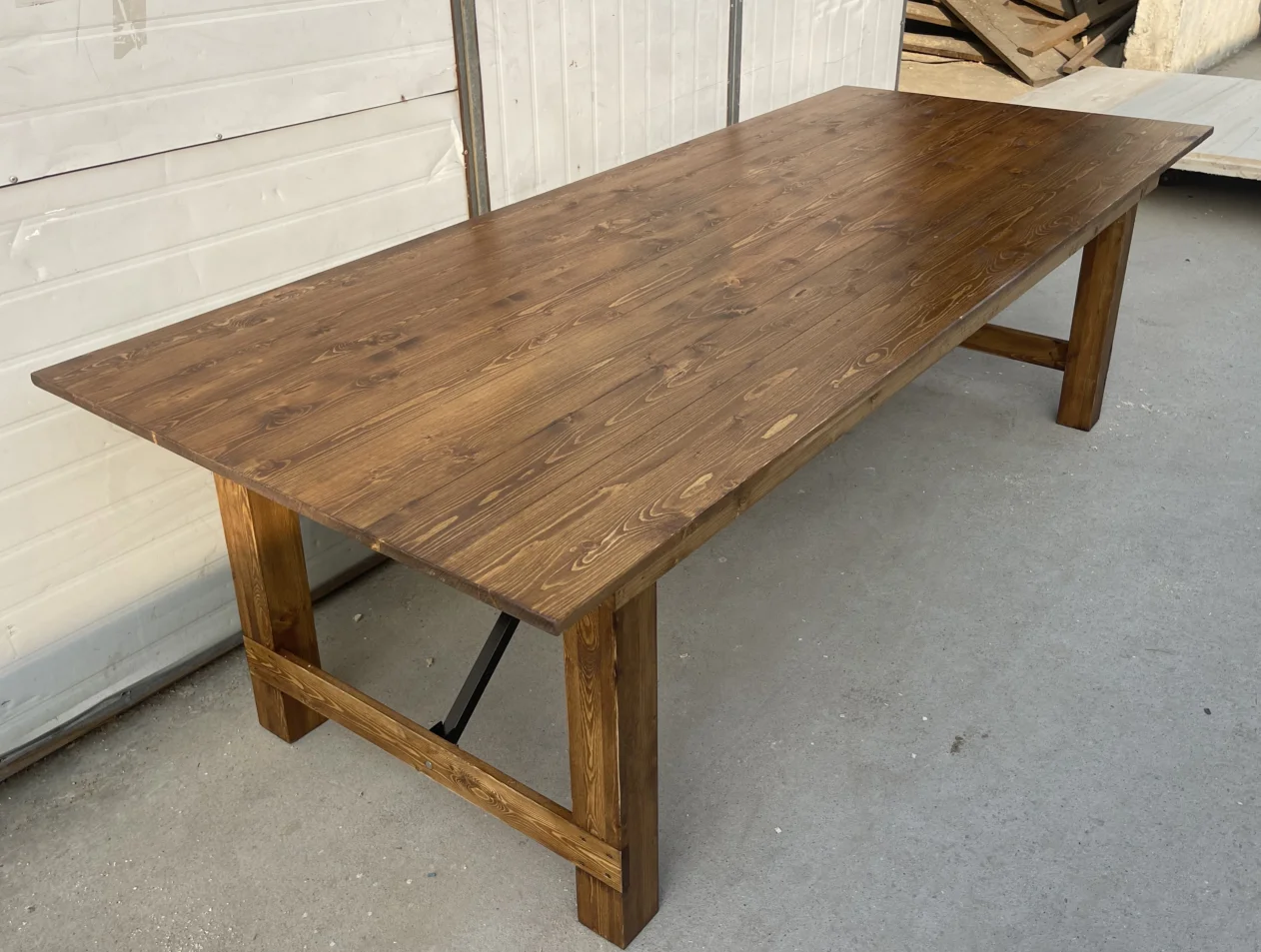 Hot Sale Wedding Banquet Dining Rustic Wood Chairs 8ft Wooden Folding Farm Table