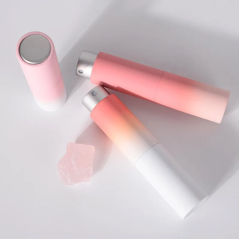 Empty gradient pink color blue color 8 ml 10 ml oral spray bottle refillable travel size twist aluminum atomizer perfume bottles