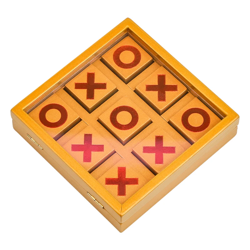 Puzzle Wooden Tic-Tac-Toe Game Noughts And Crosses Party Set Toy Parent-child Interaction X O Chess Living Room Decor